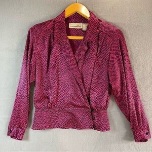 VTG 80s Liz Claiborne Blouse with Shoulder Pads Size 8 Retro Dopamine Dressing